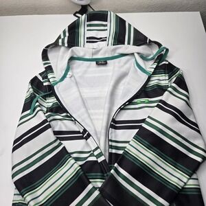 Oakley VTG Hoodie Hidden Pocket Green/Black Striped Medium Y2K